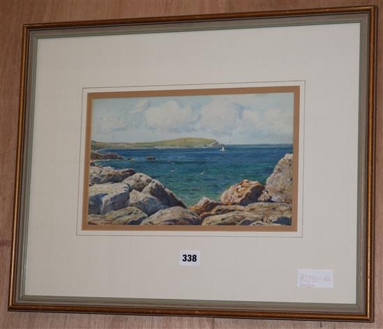 John McDougal (fl.1877-1941) From Penrhyn Rocks, Anglesea 20 x 32cm.